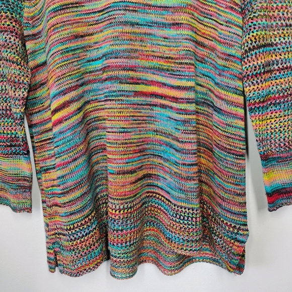 Studio JPR Rainbow Knit Top Womens Large Y2K Colorful Sheer Artsy Casual - Picture 2 of 10